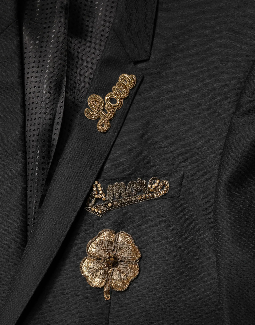 Dolce & Gabbana Black Embellished Single Breasted 2 Pc Suit - Zeiniez