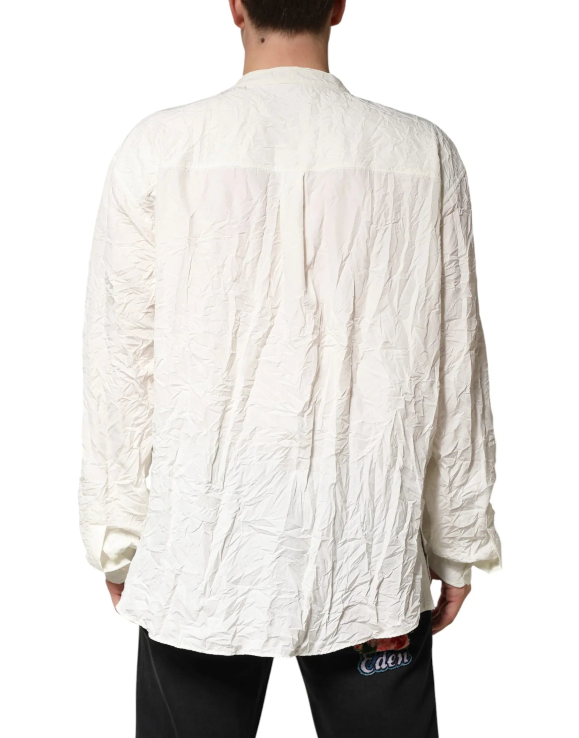 Dolce & Gabbana White Cotton Men Long Sleeves Men Shirt - Zeiniez