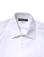 Dolce & Gabbana White Cotton GOLD Collared Dress Bib Formal Shirt - Zeiniez