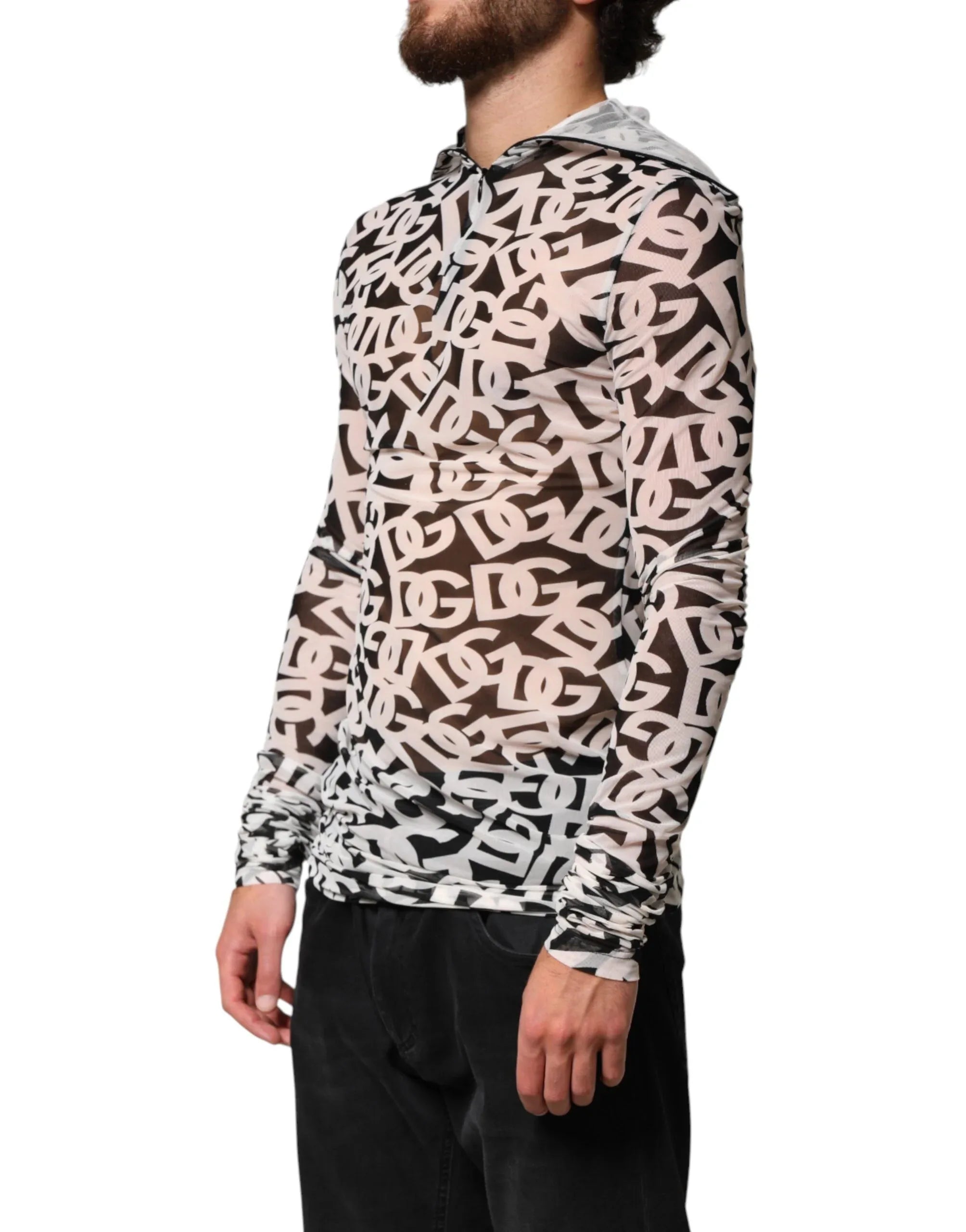 Dolce & Gabbana White DG Logo Long Sleeves Turtleneck Top - Zeiniez