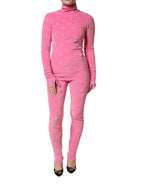 Dolce & Gabbana Pink Logo Monogram Long Sleeve Jumpsuit Dress - Zeiniez
