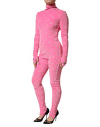 Dolce & Gabbana Pink Logo Monogram Long Sleeve Jumpsuit Dress - Zeiniez