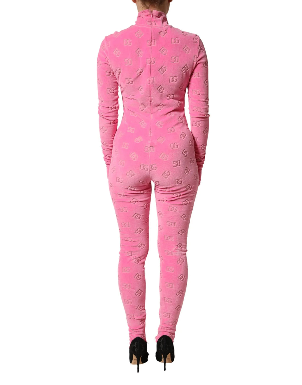 Dolce & Gabbana Pink Logo Monogram Long Sleeve Jumpsuit Dress - Zeiniez