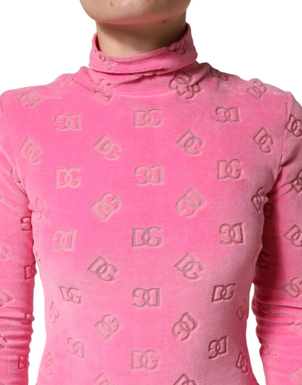 Dolce & Gabbana Pink Logo Monogram Long Sleeve Jumpsuit Dress - Zeiniez