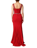 Dolce & Gabbana Red Embellished Sheath Mermaid Gown Dress - Zeiniez