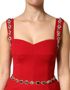 Dolce & Gabbana Red Embellished Sheath Mermaid Gown Dress - Zeiniez