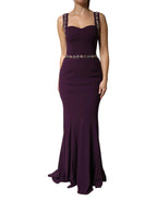 Dolce & Gabbana Violet Embellished Sheath Mermaid Gown Dress - Zeiniez