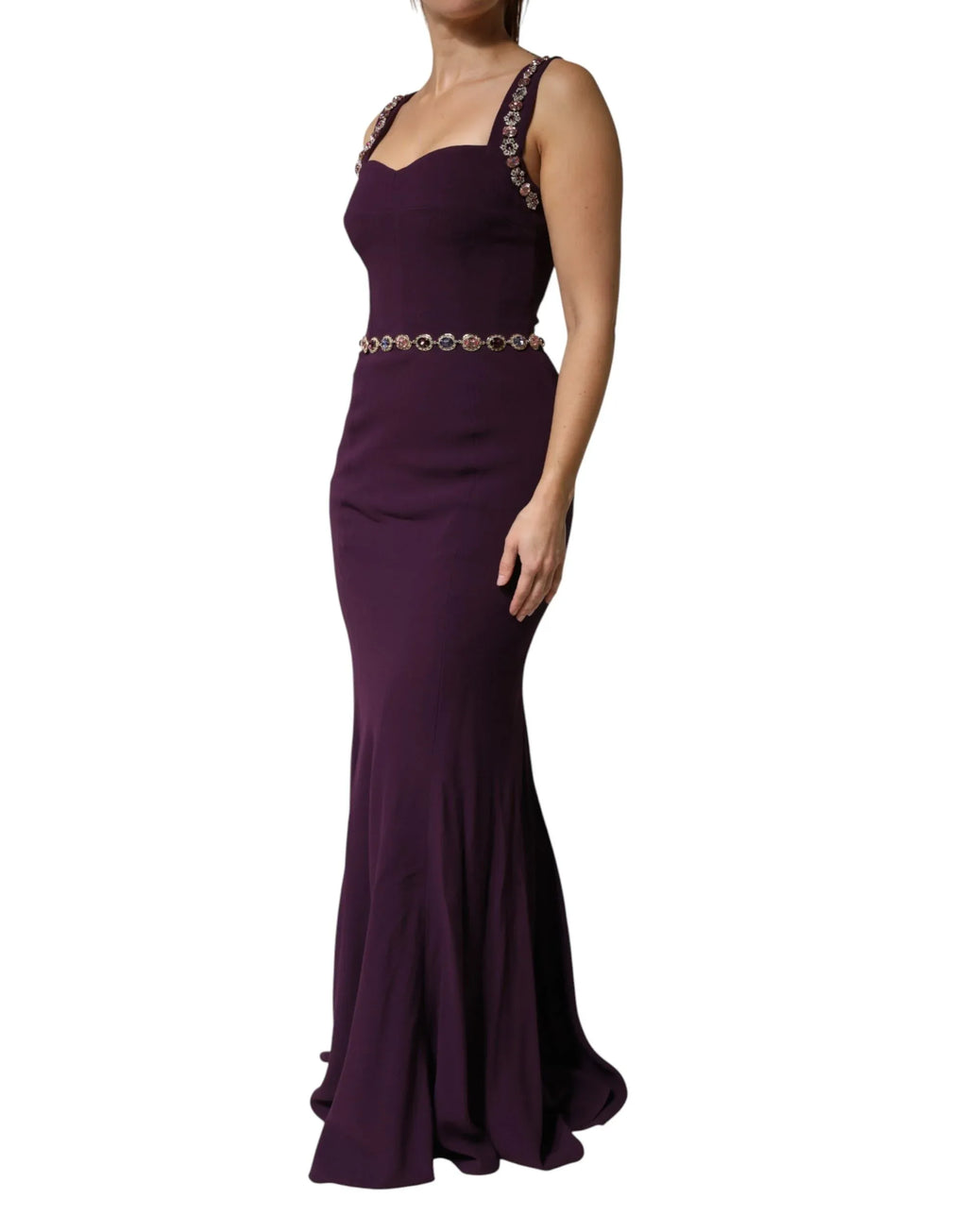 Dolce & Gabbana Violet Embellished Sheath Mermaid Gown Dress - Zeiniez