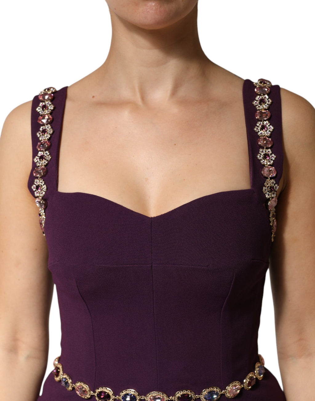 Dolce & Gabbana Violet Embellished Sheath Mermaid Gown Dress