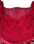 Dolce & Gabbana Pink Silk Embellished A-line Midi Dress - Zeiniez