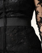 Dolce & Gabbana Black Lace Trim Cotton Sheath Midi Dress - Zeiniez