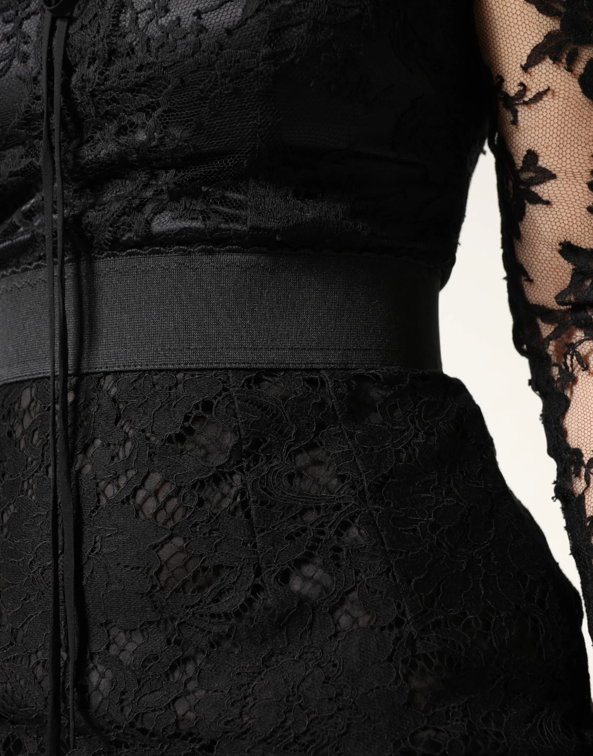 Dolce & Gabbana Black Lace Trim Cotton Sheath Midi Dress - Zeiniez