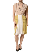 FILOS Multicolor Silk Deep V-neck Sleeveless Knee Length Dress - Zeiniez