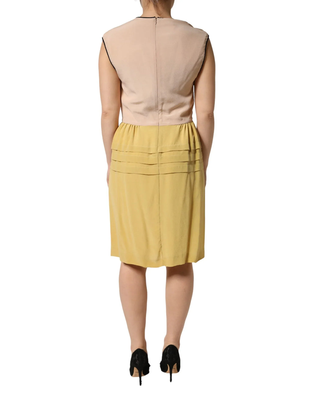 FILOS Multicolor Silk Deep V-neck Sleeveless Knee Length Dress - Zeiniez