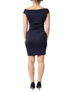 Roccobarocco Blue Viscose Embellished Off Shoulder Mini Dress - Zeiniez