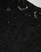 Dolce & Gabbana Black Floral Lace Cropped Coat Jacket - Zeiniez