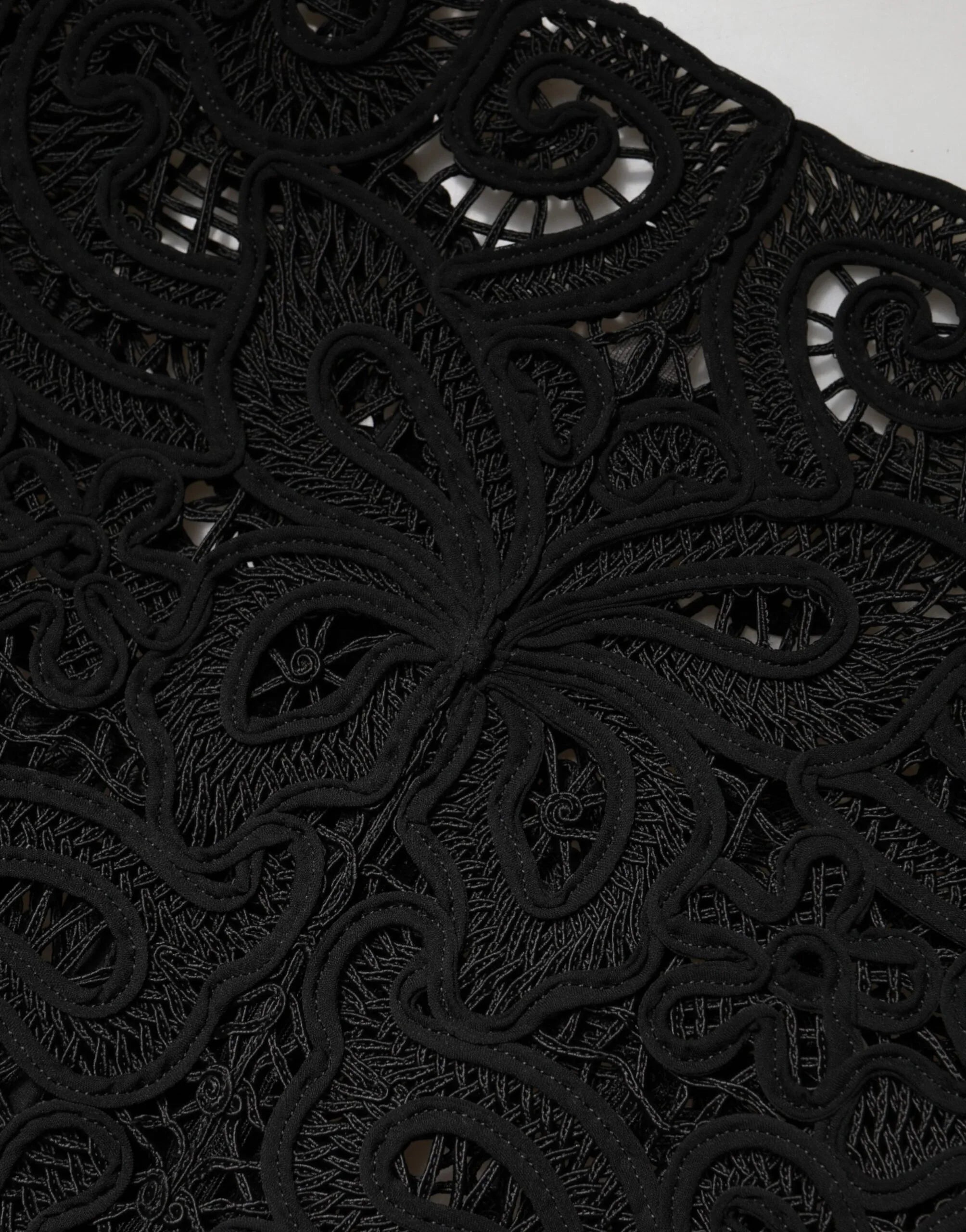 Dolce & Gabbana Black Floral Lace Cropped Coat Jacket - Zeiniez