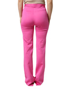 Versace Pink Viscose High Waist Straight Casual Trouser Pants - Zeiniez