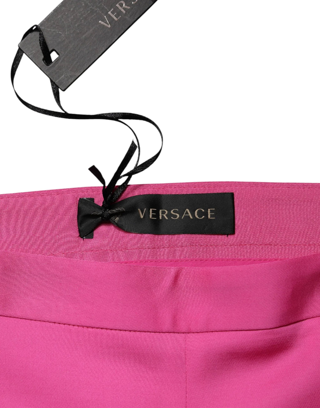 Versace Pink Viscose High Waist Straight Casual Trouser Pants - Zeiniez