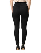 Dolce & Gabbana Black Nylon Stretch Skinny High Waist Pants - Zeiniez