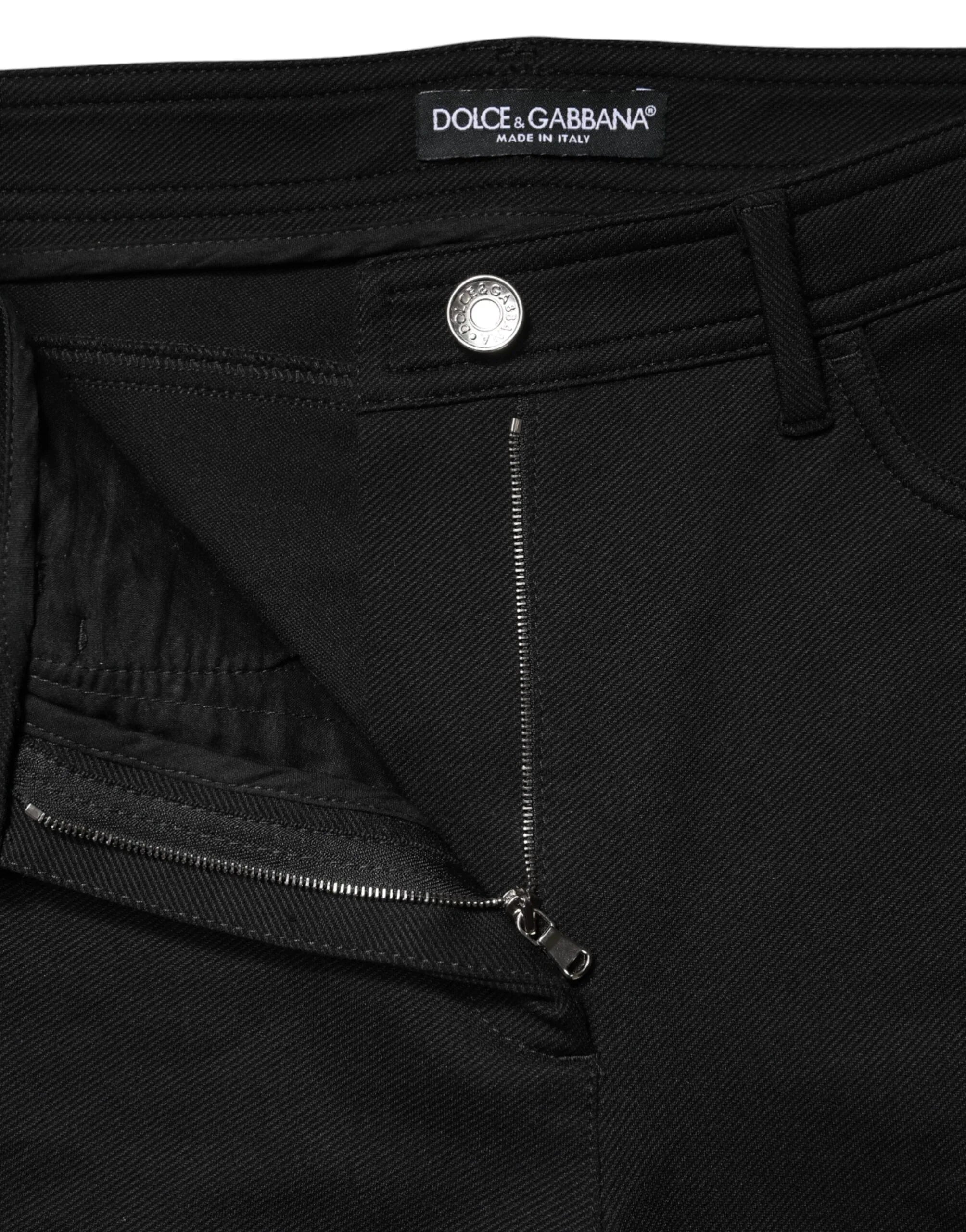 Dolce & Gabbana Black Nylon Stretch Skinny High Waist Pants - Zeiniez