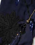 Christian Pellizzari Blue Sequined Tapered Trouser Pants - Zeiniez