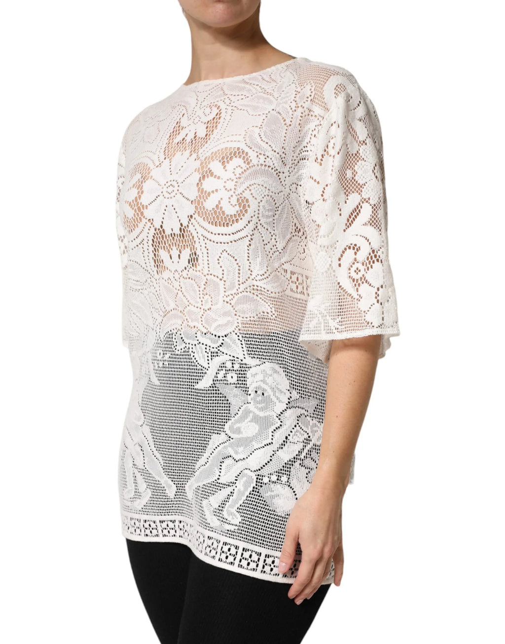 Dolce & Gabbana White Embroidery Lace Cotton Blouse Top - Zeiniez