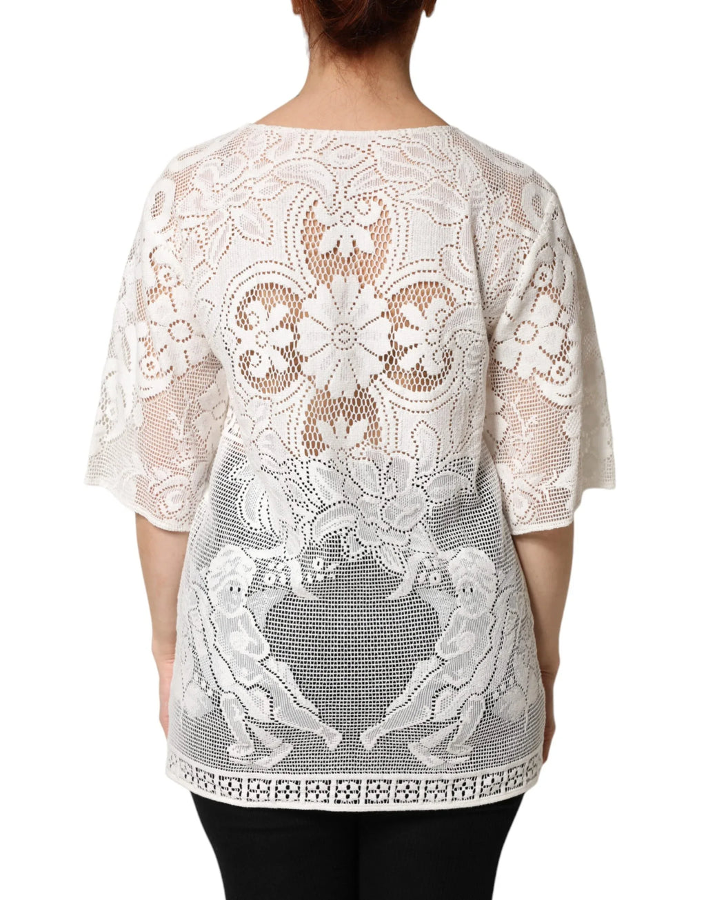Dolce & Gabbana White Embroidery Lace Cotton Blouse Top - Zeiniez