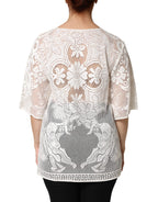 Dolce & Gabbana White Embroidery Lace Cotton Blouse Top