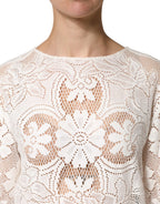 Dolce & Gabbana White Embroidery Lace Cotton Blouse Top