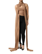 Dolce & Gabbana Brown Virgin Wool Sleeveless Scarf Tank Top - Zeiniez