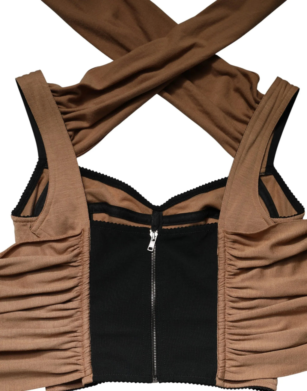 Dolce & Gabbana Brown Virgin Wool Sleeveless Scarf Tank Top - Zeiniez