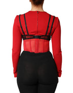 Dolce & Gabbana Red Black Nylon Bralette-Style Cropped Top - Zeiniez