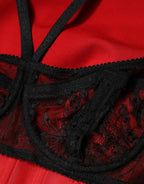 Dolce & Gabbana Red Black Nylon Bralette-Style Cropped Top - Zeiniez