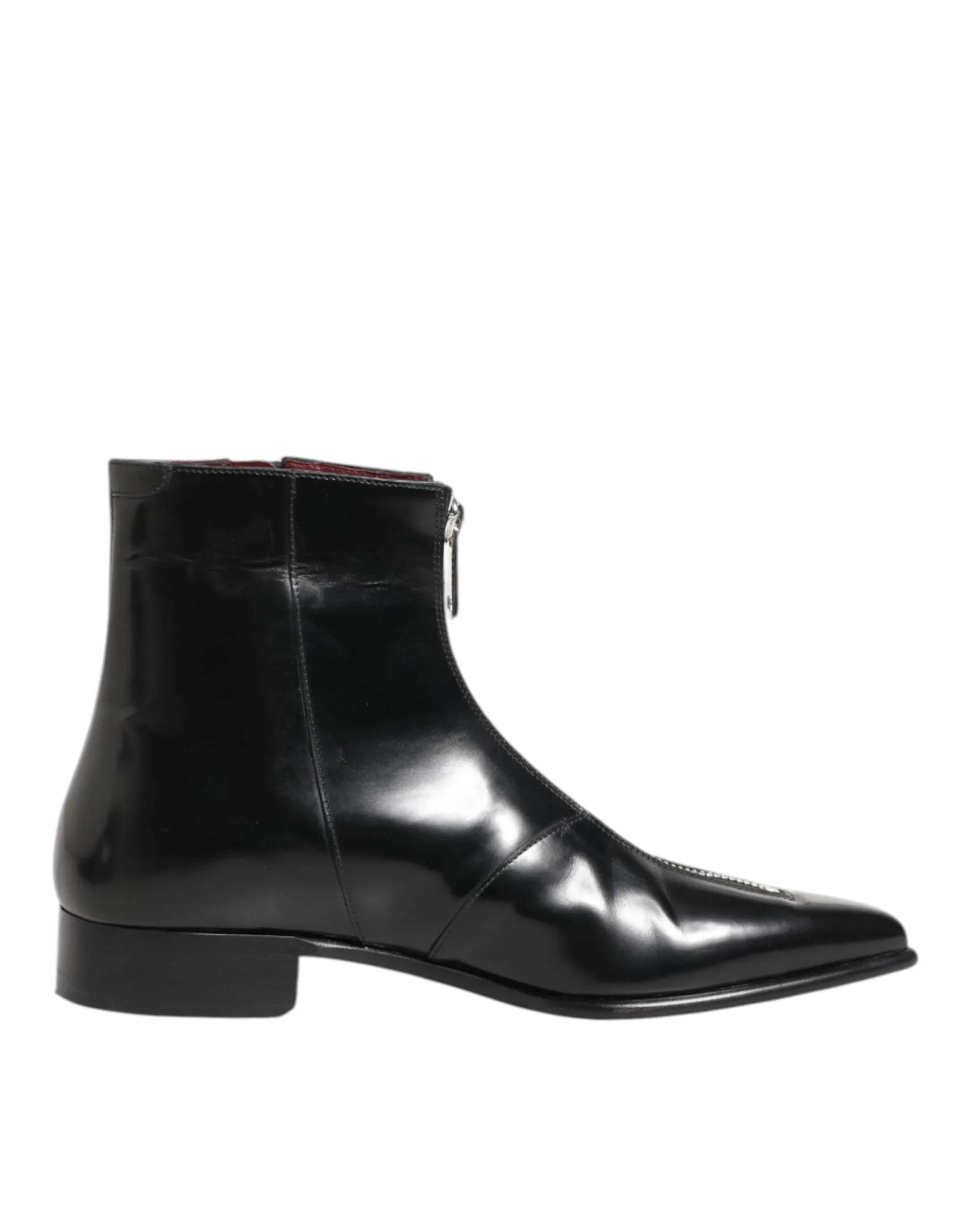 Dolce & Gabbana Black Leather Chelsea Short Ankle Boots Shoes - Zeiniez