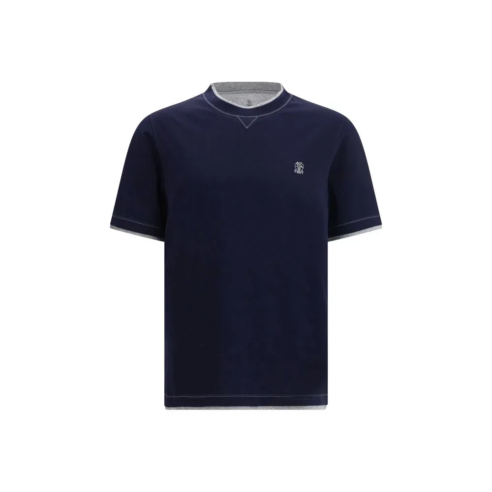 Brunello Cucinelli Blue Cotton T-Shirt - Zeiniez