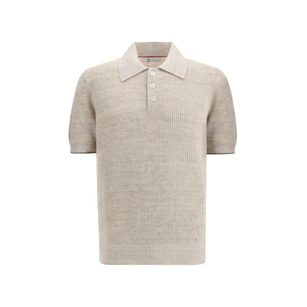 Brunello Cucinelli Beige Cotton Polo Shirt - Zeiniez