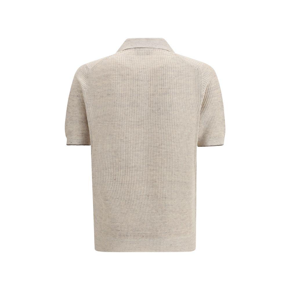 Brunello Cucinelli Beige Cotton Polo Shirt - Zeiniez
