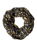 Dolce & Gabbana Black Jazz Club Print Neck Wrap Shawl Scarf - Zeiniez