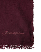 Dolce & Gabbana Maroon Cashmere Fringes Neck Wrap Shawl Scarf - Zeiniez