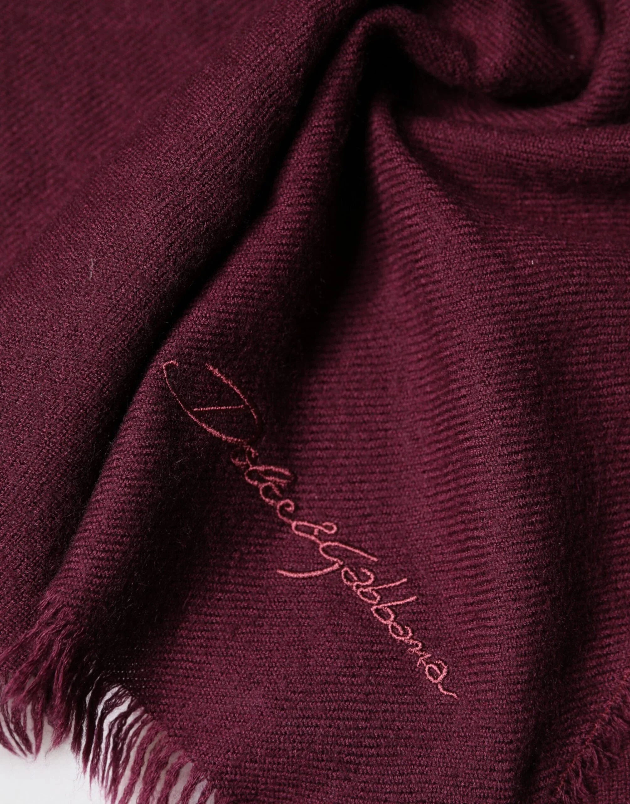 Dolce & Gabbana Maroon Cashmere Fringes Neck Wrap Shawl Scarf - Zeiniez