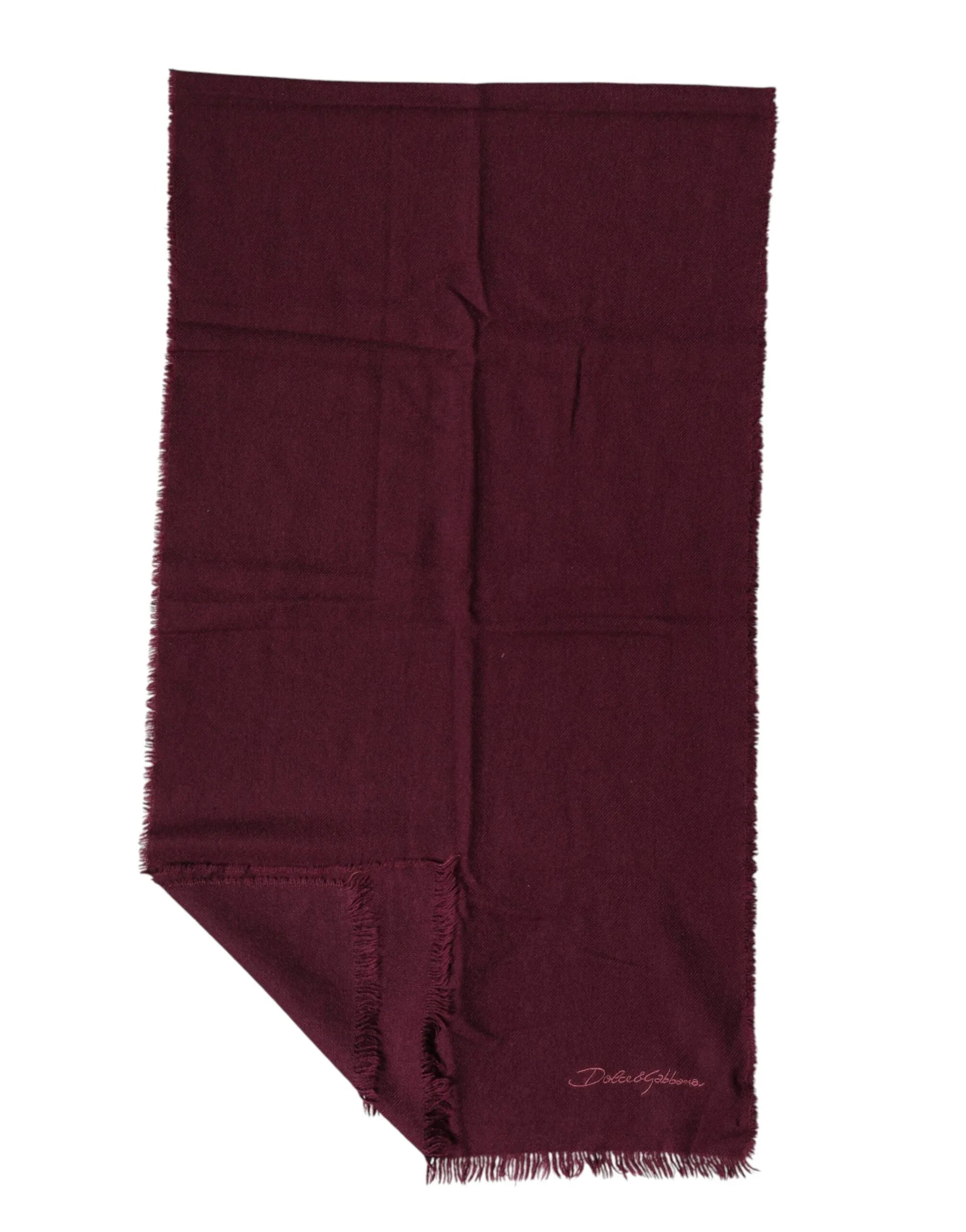 Dolce & Gabbana Maroon Cashmere Fringes Neck Wrap Shawl Scarf - Zeiniez