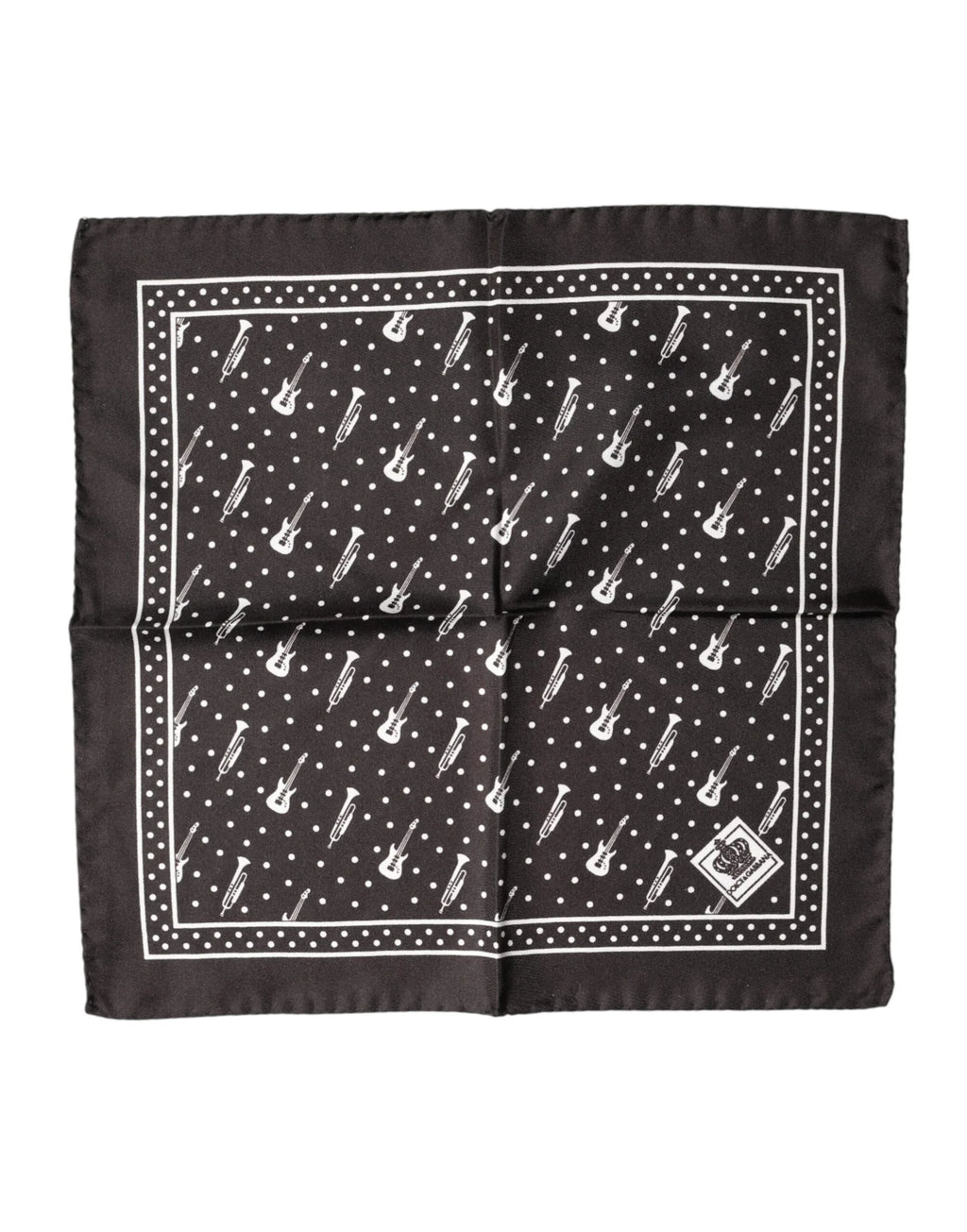 Dolce & Gabbana Black Guitar Trumpet Men Handkerchief Scarf - Zeiniez