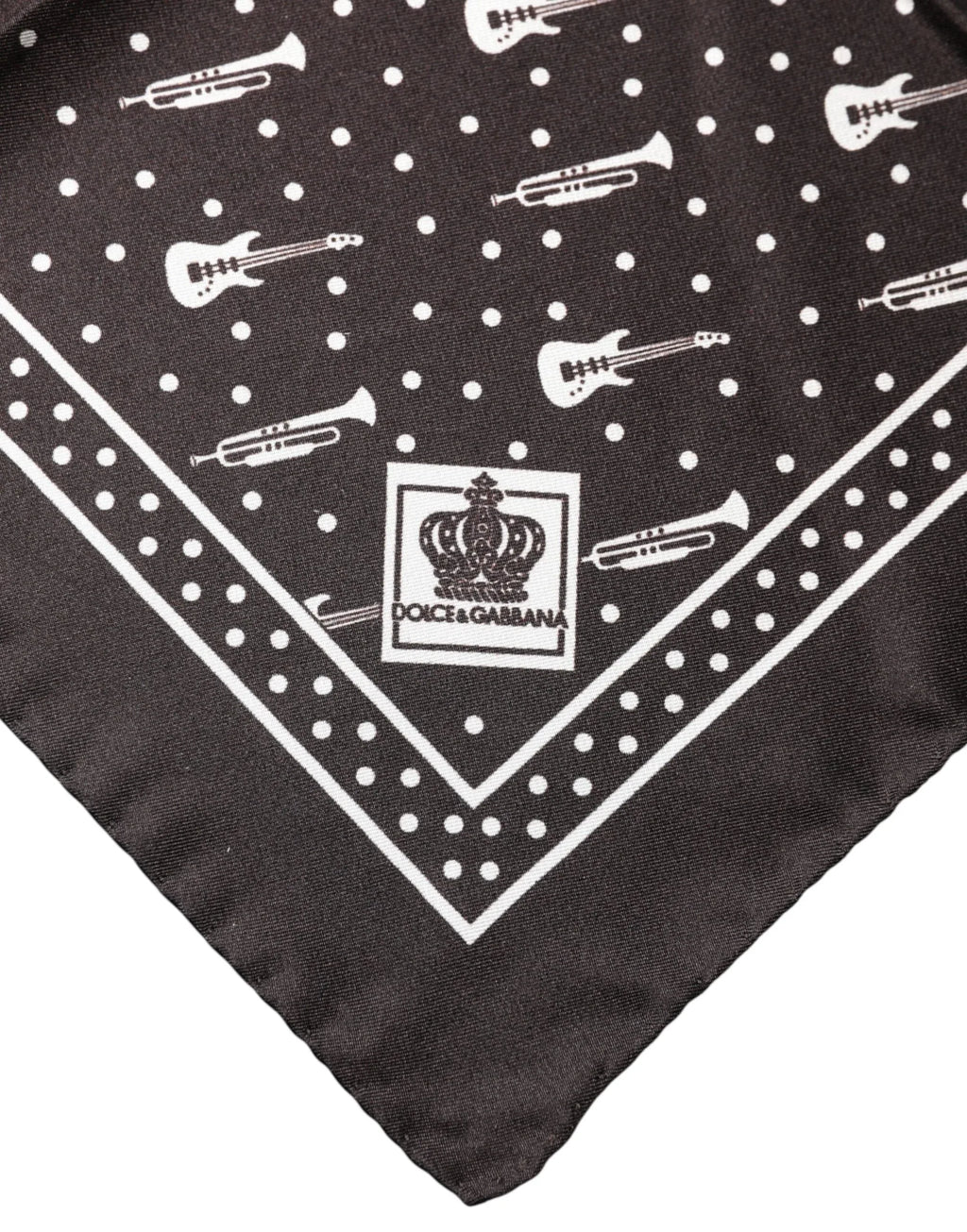 Dolce & Gabbana Black Guitar Trumpet Men Handkerchief Scarf - Zeiniez