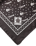 Dolce & Gabbana Black Guitar Trumpet Men Handkerchief Scarf - Zeiniez