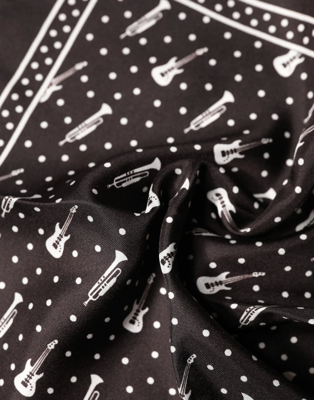Dolce & Gabbana Black Guitar Trumpet Men Handkerchief Scarf - Zeiniez