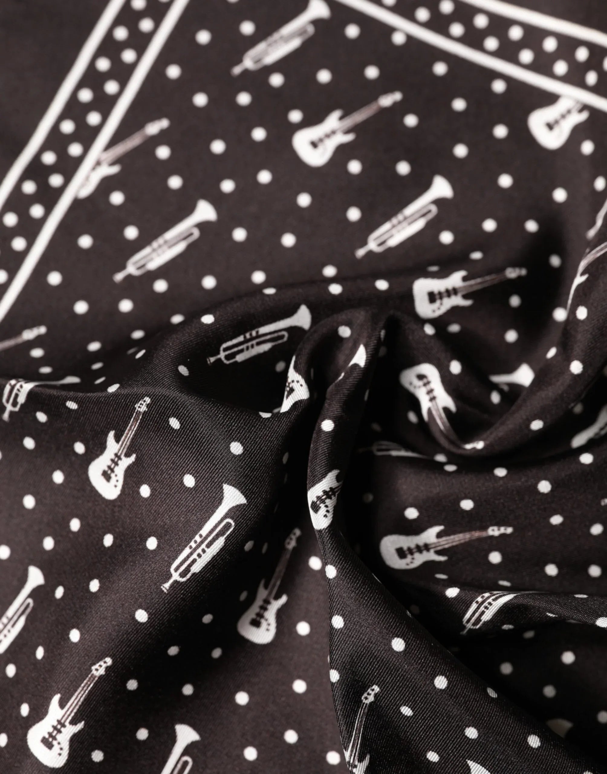 Dolce & Gabbana Black Guitar Trumpet Men Handkerchief Scarf - Zeiniez