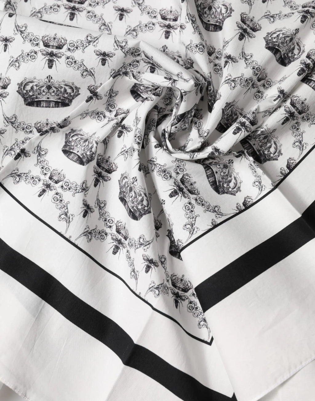 Dolce & Gabbana White Crown Cotton Men Square Foulard Scarf - Zeiniez