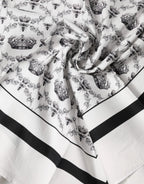 Dolce & Gabbana White Crown Cotton Men Square Foulard Scarf - Zeiniez