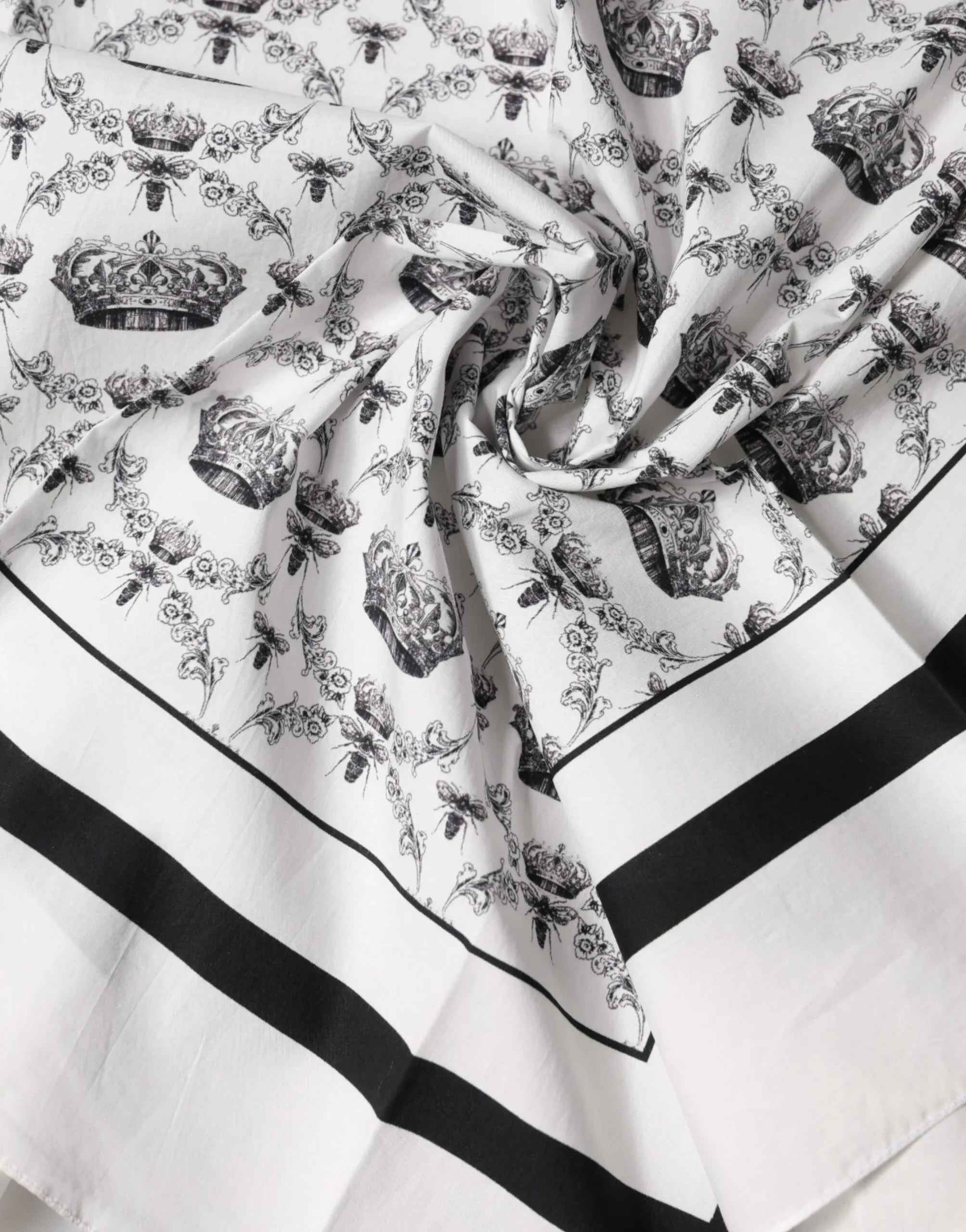 Dolce & Gabbana White Crown Cotton Men Square Foulard Scarf - Zeiniez